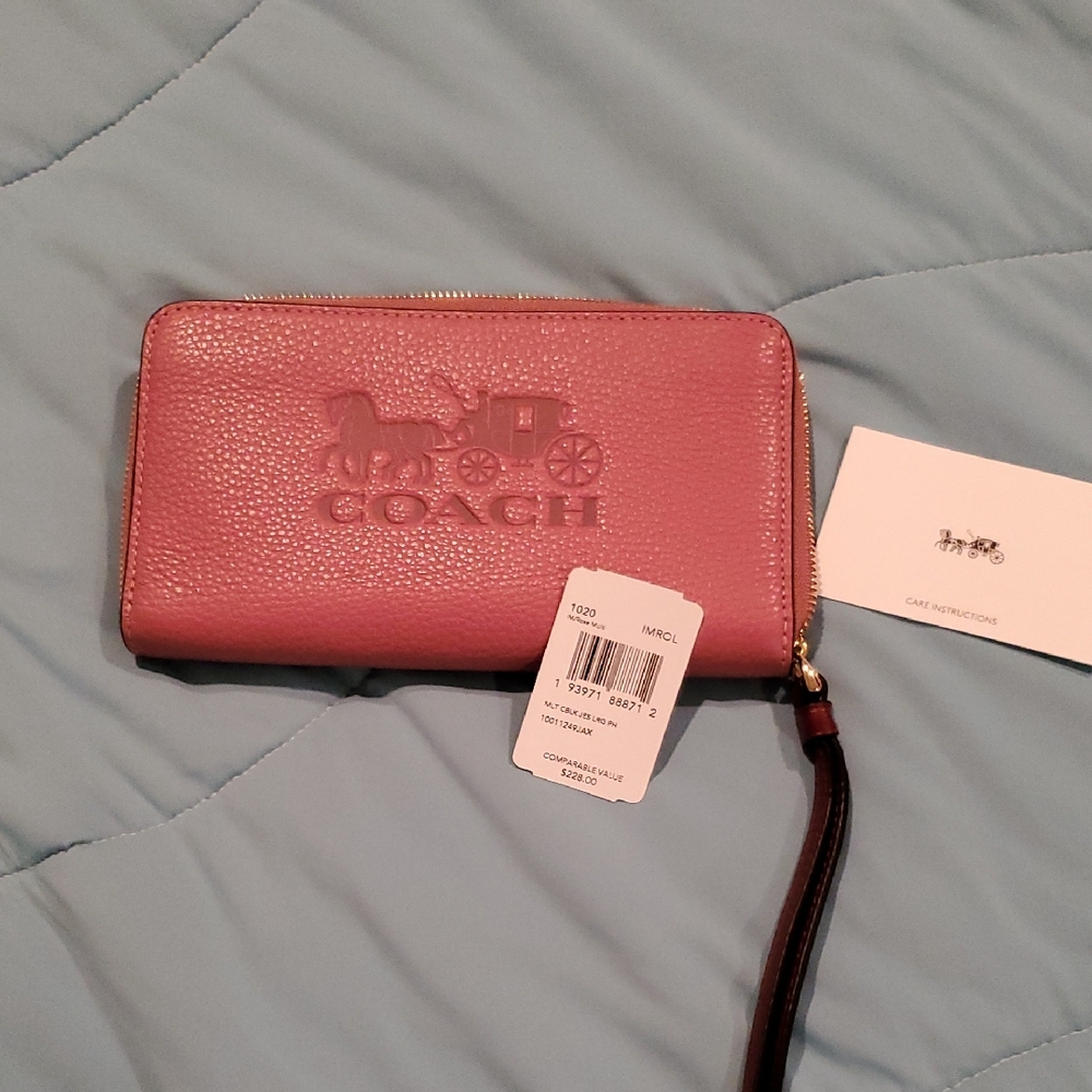 Coach Rose Leather Wristlet